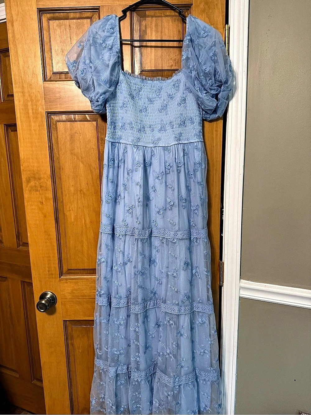 Altar'd State Floral Maxi Dress Blue.